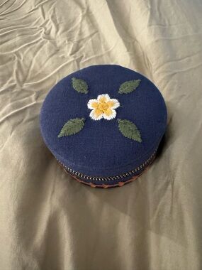 Brand new Sézane round embroidered jewellery case